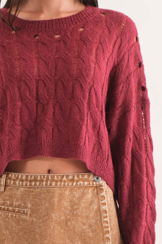 Adrian Cropped Cozy Cable Knit Sweater