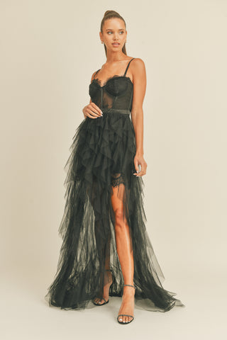 Tulle Maxi Dress With Side Slit