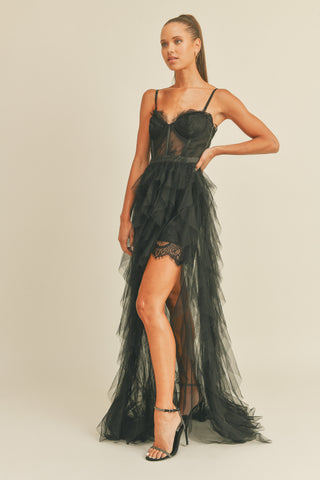 Tulle Maxi Dress With Side Slit