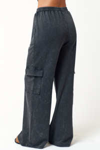 Straight Leg Cargo Sweatpants - Vintage Black