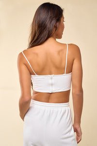Cropped Top With Back Zipper - White