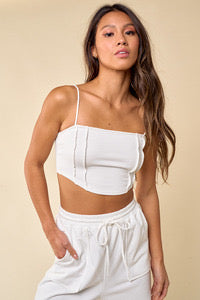 Cropped Top With Back Zipper - White