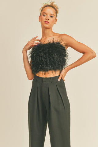 Feather Tube Top - Black