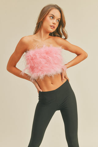 Feather Tube Top - Pink