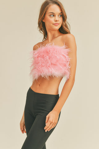 Feather Tube Top - Pink