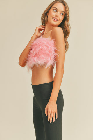 Feather Tube Top - Pink