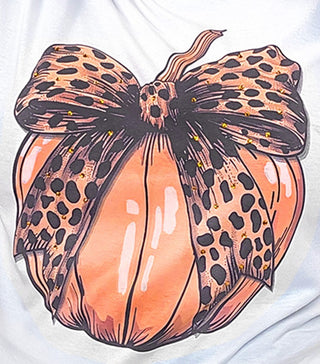 Pumpkin Cheetah Bow Rhinestone Shirt