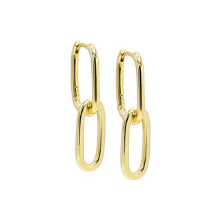 Solid Double U-Shape Drop Link Huggie Earring | Adina Eden