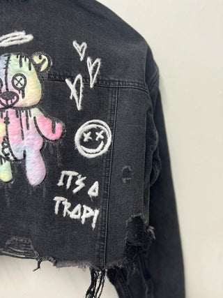 Don't Grow Up Teddy Crop Denim Jacket