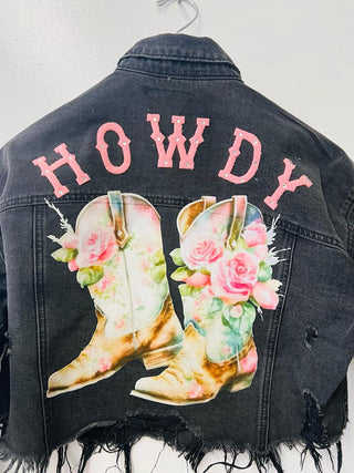 Howdy Boots Crop Denim Jacket