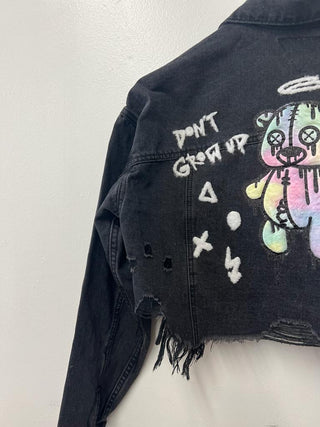 Don't Grow Up Teddy Crop Denim Jacket