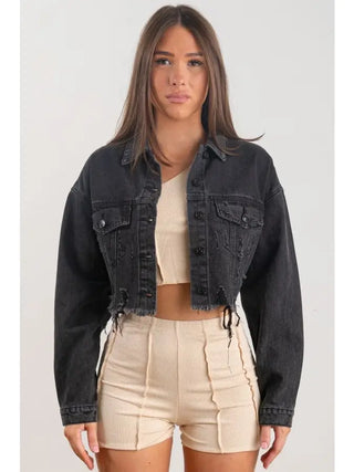 Discoball Call Crop Denim Jacket