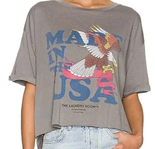 USA Banner Crop Oversized Tee | The Laundry Room
