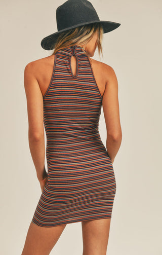 What U Gonna Do Striped Turtle Neck Mini Dress | Sage The Label